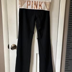 PINK Victoria’s Secret Y2K Fashion Studded fold over Yoga Pants Small EUC